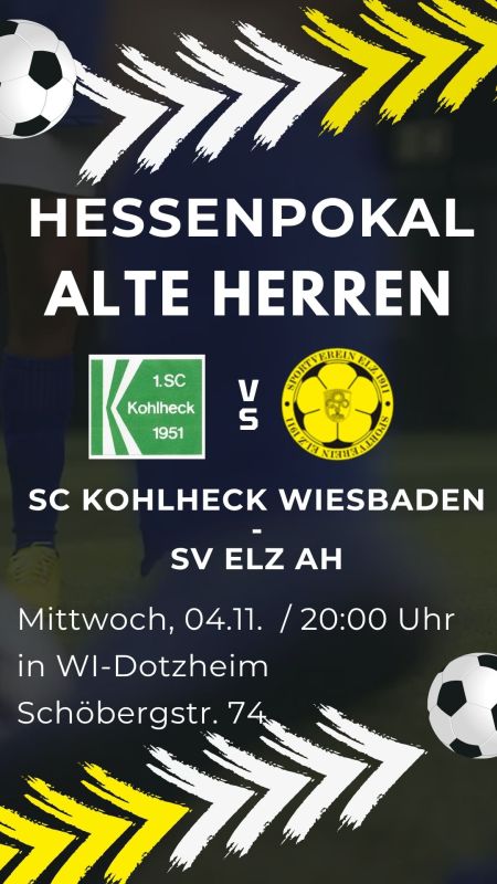 Vorbericht Hessenpokal: SG Kohlheck Wiesbaden AH - SV Elz AH