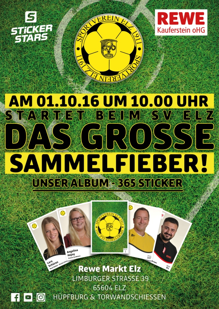 Kick-off für unsere Sammelalbum startet am 01.10.2016 beim Rewe Markt in Elz Kick-off für unsere Sammelalbum startet am 01.10.2016 beim Rewe Markt in Elz