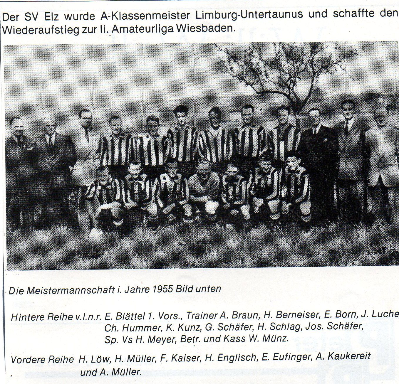Der SV Elz trauert um Alfred Kaukereit