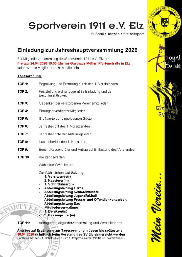 Einladung zur Jahreshauptversammlung 2025